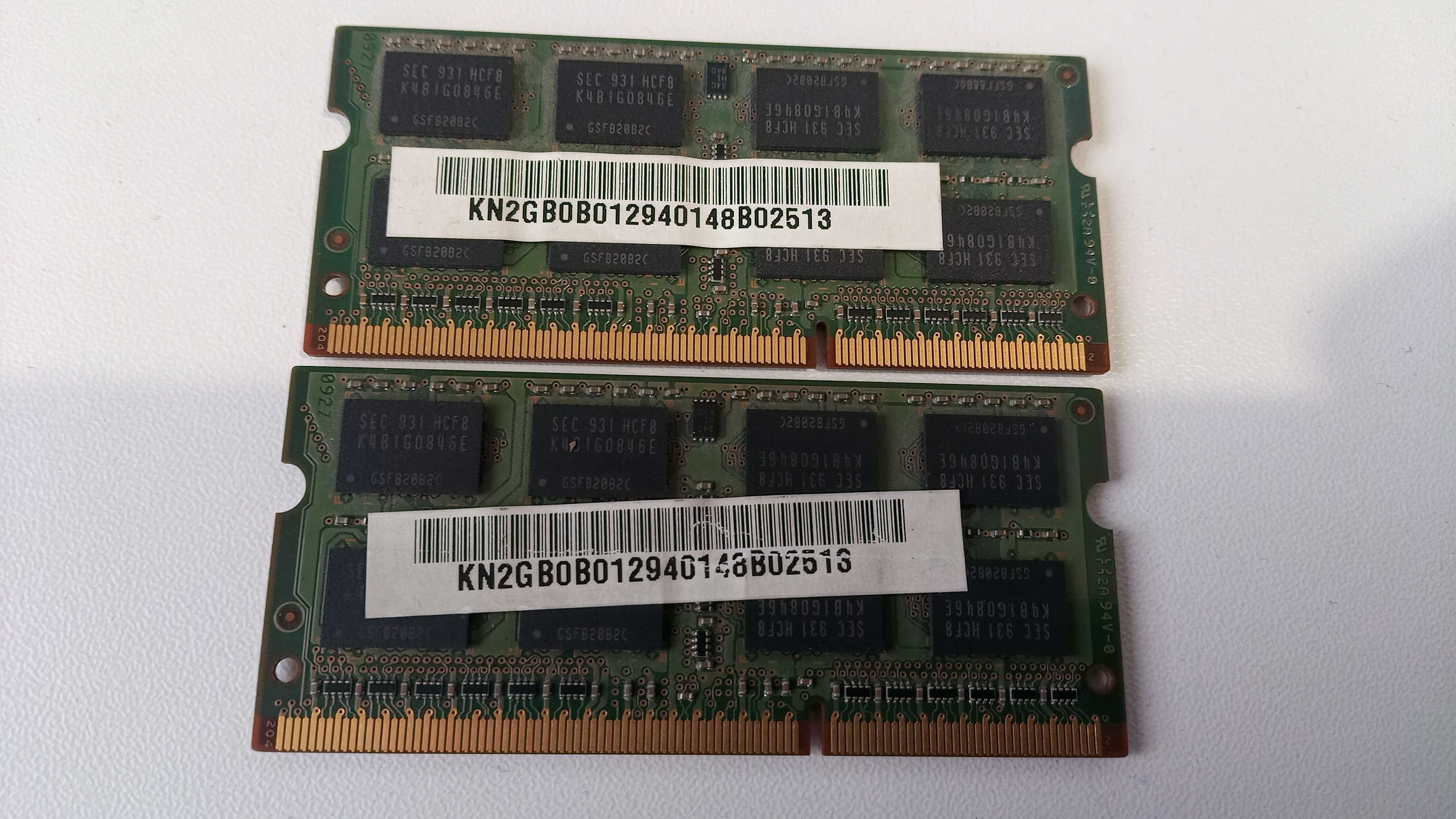Kość RAM 2 GB SODIMM DDR3 8500s SAMSUNG 2 sztuki