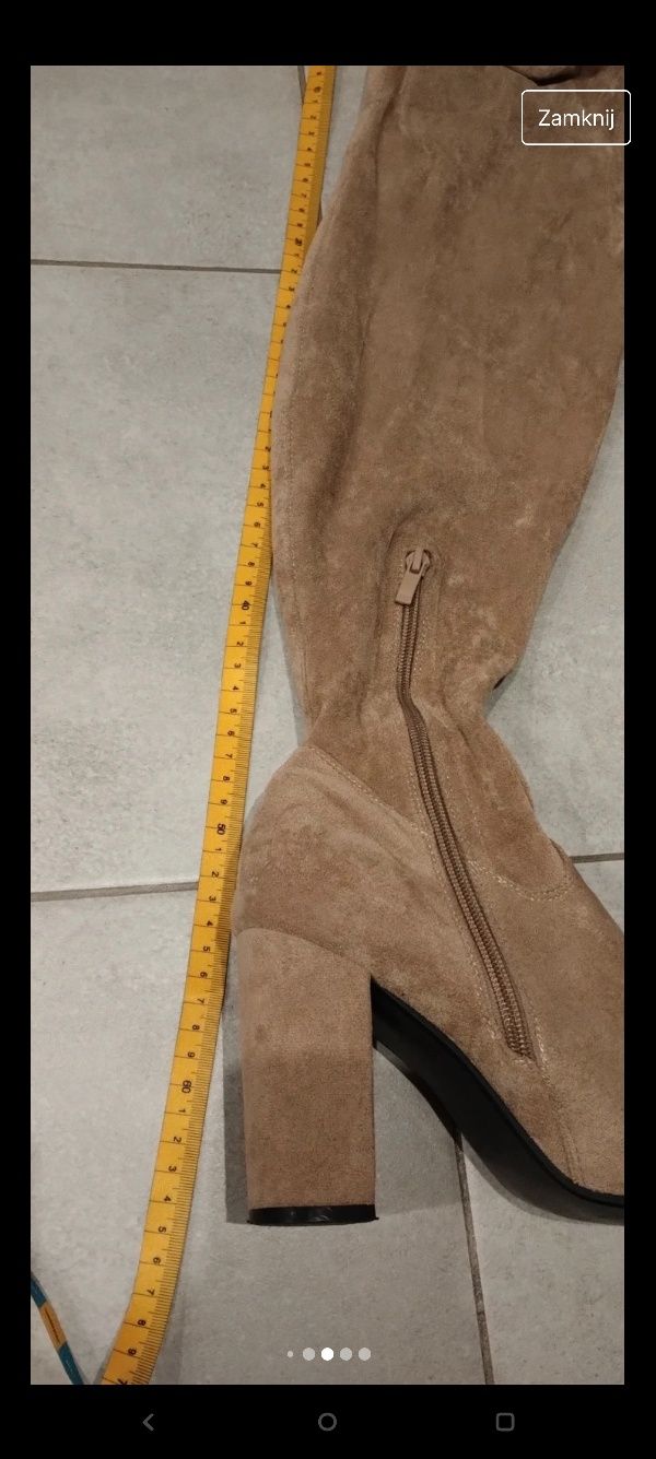 Kozaki za kolano beżowe kamelowe 41 26,5 cm