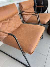 2 szt - Fotele Loft metal skóra eko