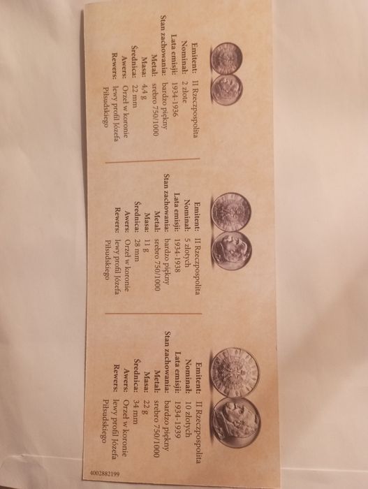 Zestaw monet Srebrnych 2zl,5zl.10zl. z Józef Piłsudski