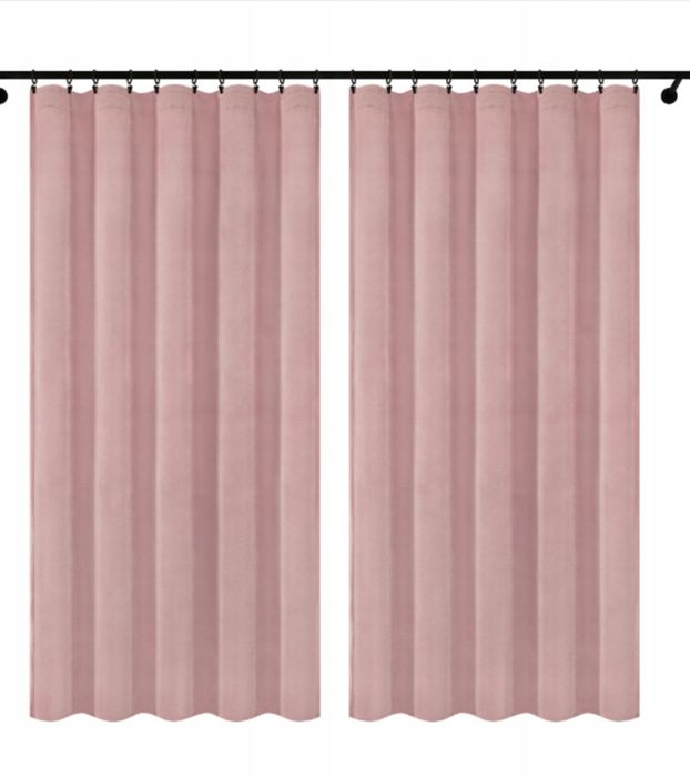 Zasłony welurowe 2 szt. 140x160 cm – pudrowy róż, eleganckie