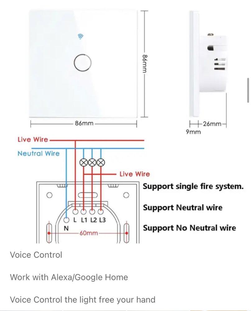 сенсорный выключатель 220v с Wi-Fi