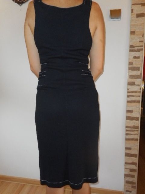 TANIO Sukienka czarna do kolana 38/40 L/XL