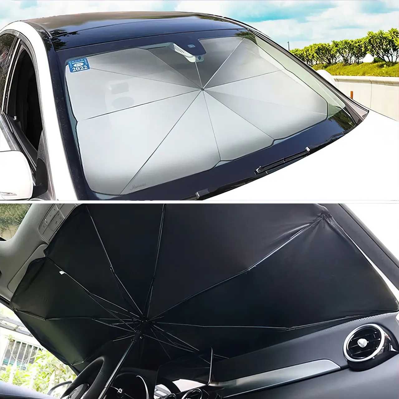 Автомобильный зонт на лобовое стекло Car Umbrellas, чёрный