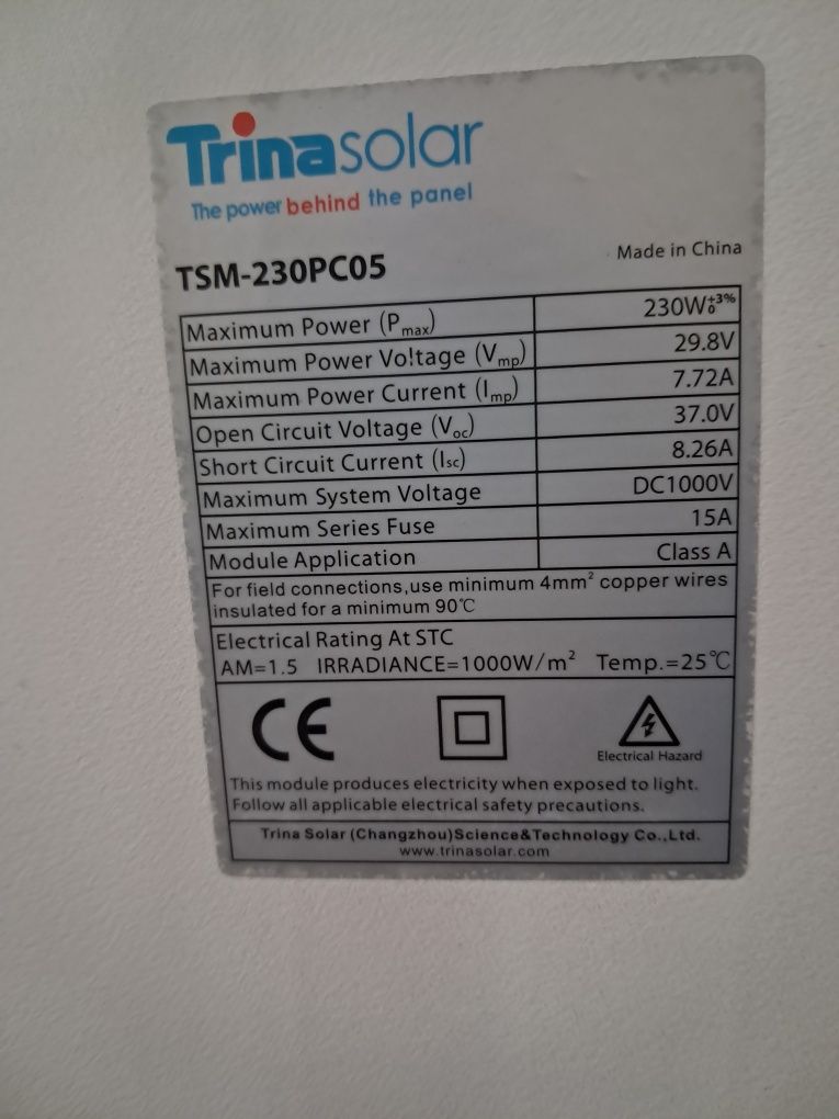 Panele fotowoltaniczne TRINA SOLAR TSM-245PC05