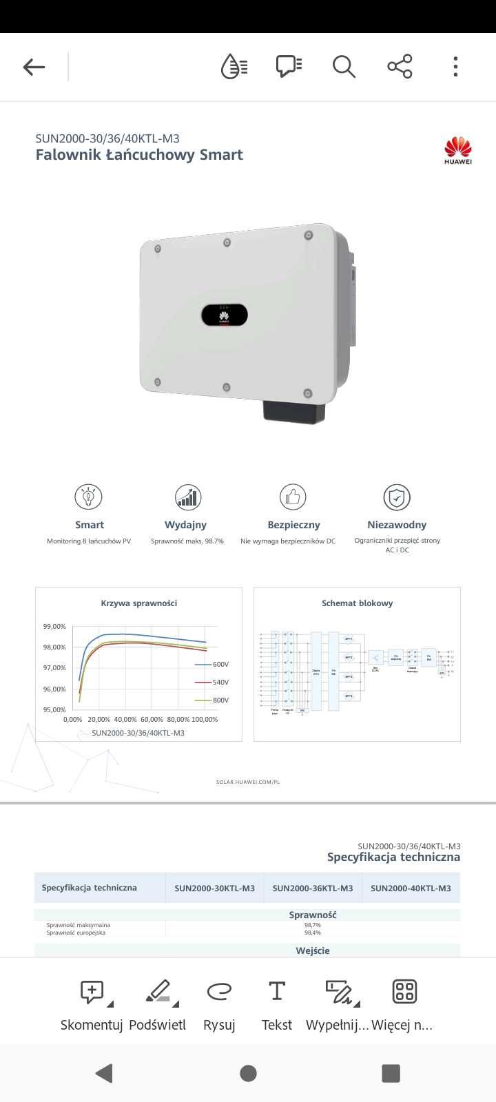 Inwerter falownik 36kW Huawei SUN2000-36KTL-M3