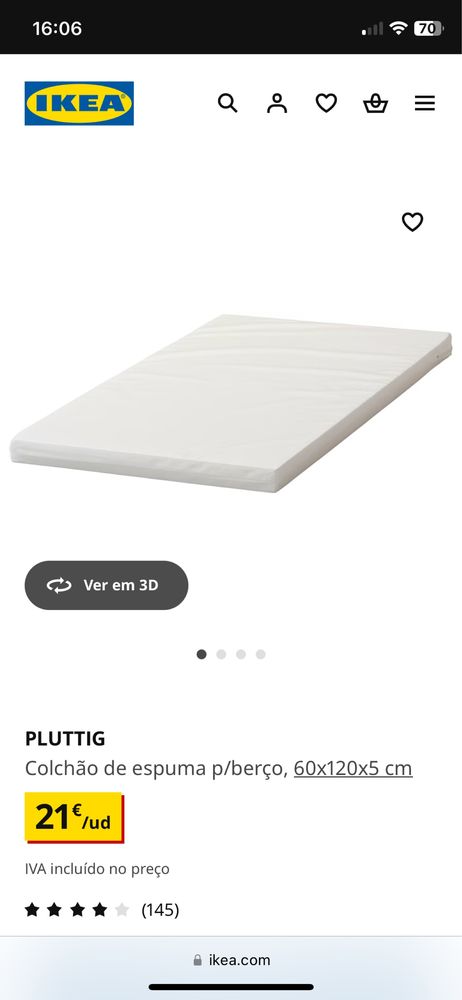 Berço com colchão de espuma, resguardo e protetor de berço • NOVO