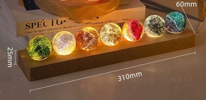 Galaktyczna lampka 7 planet 7 czakr kryształ lampa lampki prezent