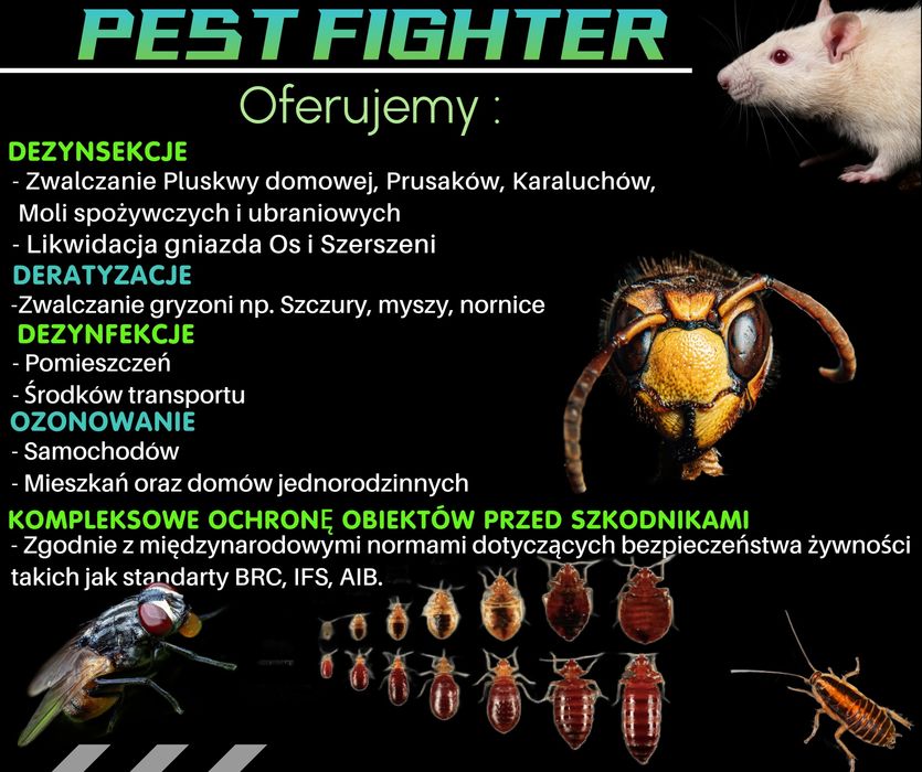 Dezynsekcja, Dezynfekcja, Deratyzacja, Odpluskwianie, Odkomarzanie