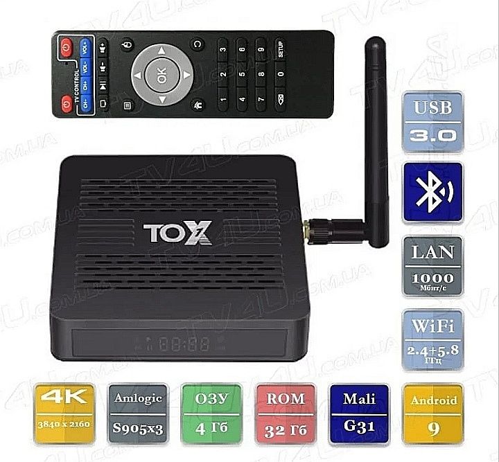 Смарт ТВ приставка TOX1 UGOOS 4/32 Гб Smart TV Box Android
