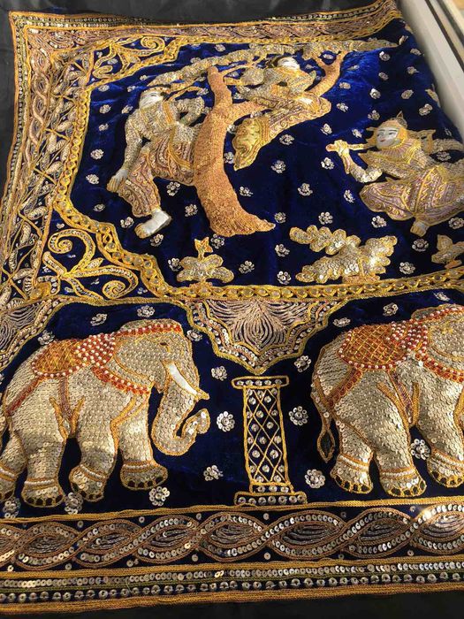 Гобелен вінтаж Burma Kalaga ручна робота М'янма Калага об'ємні фігури