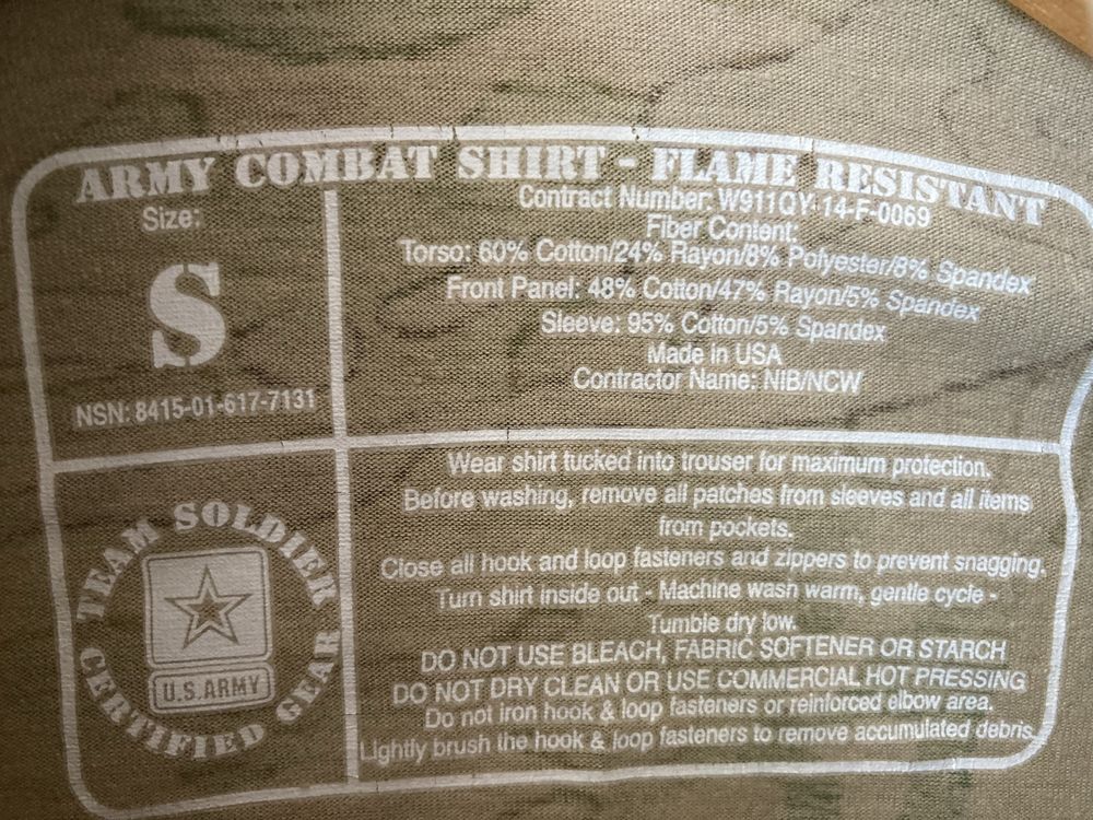 Вогнестійкий убакс армії США Army Combat Shirt Size S