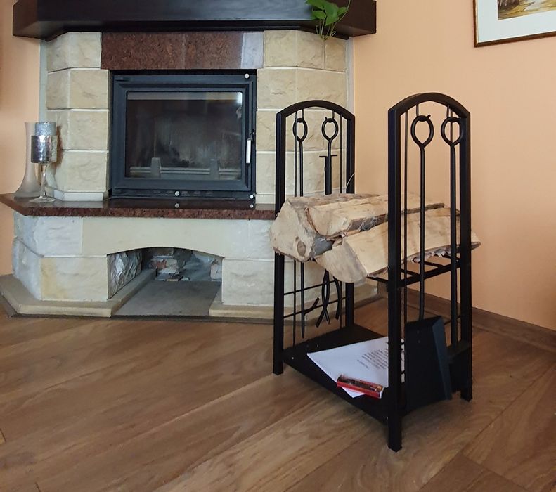 Kosz na drewno kominkowe stojak metalowy akcesoria przybory do kominka