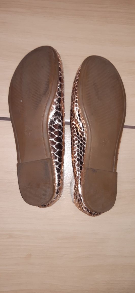 Rozm. 34 złote balerinki baletki buty bal wkł. 21 cm lidl