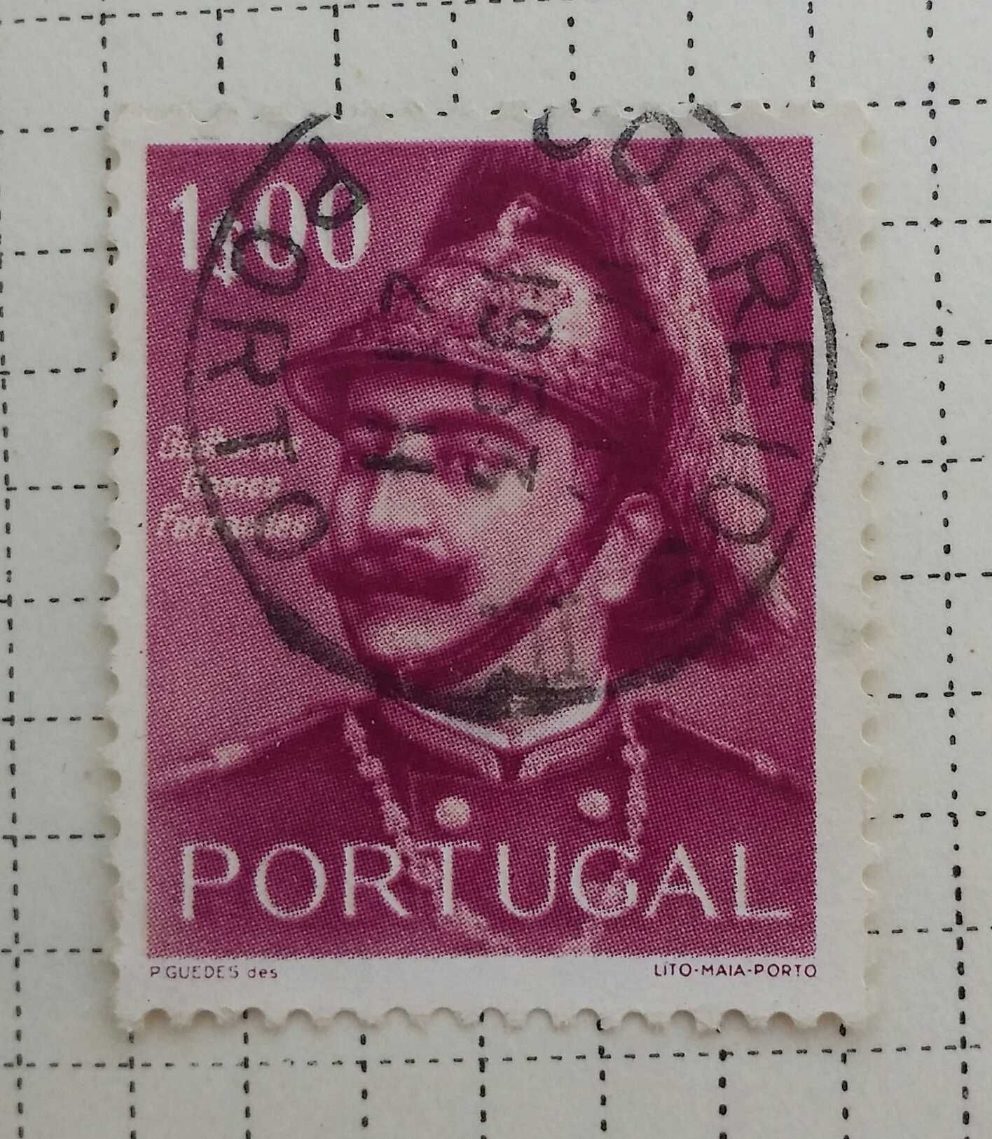Filatelia selos Portugal anos 1953 a 1956 vários valores usados