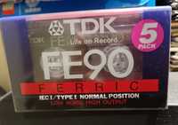 Czyste kasety TDK FE 90 ferric type I normal position nowe w folii 5 s