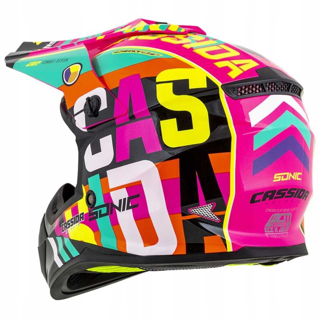 Kask Motocyklowy Cross SONIC Filtr weglowy + GOGLE