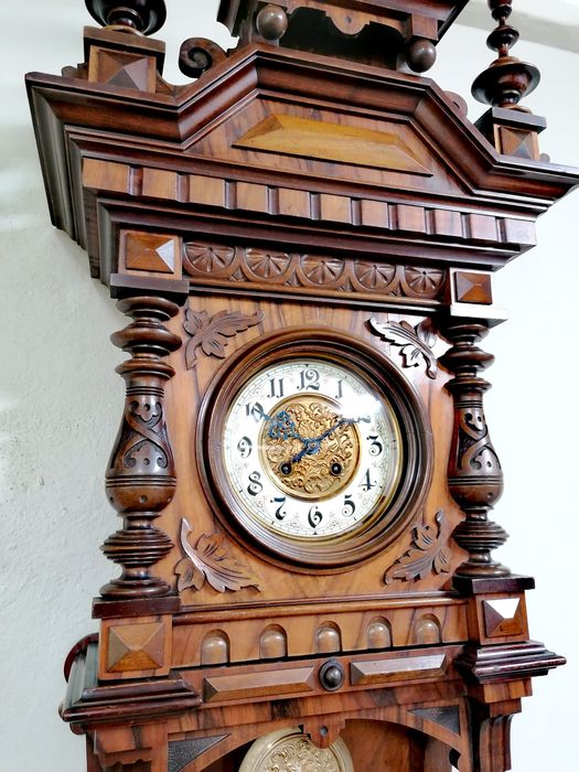 Piękny zegar GUSTAV BECKER wiszący Ślązak z 1900r.