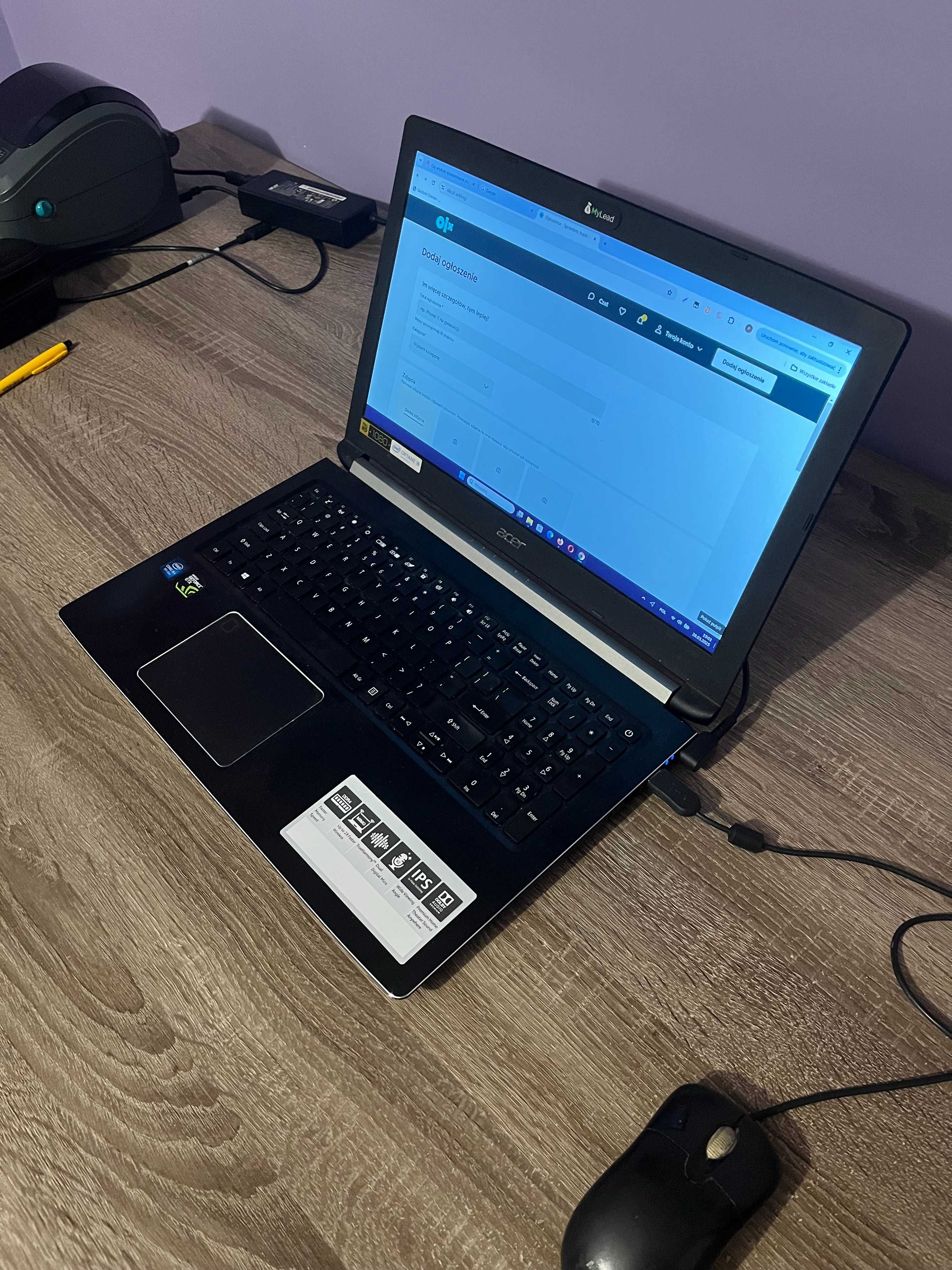 Laptop Acer i5-8300H CPU, Nvidia geforce 1050, dysk 1TB