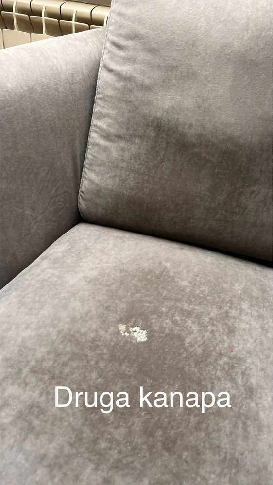 Sofa, kanapa 3-osobowa szara Velur