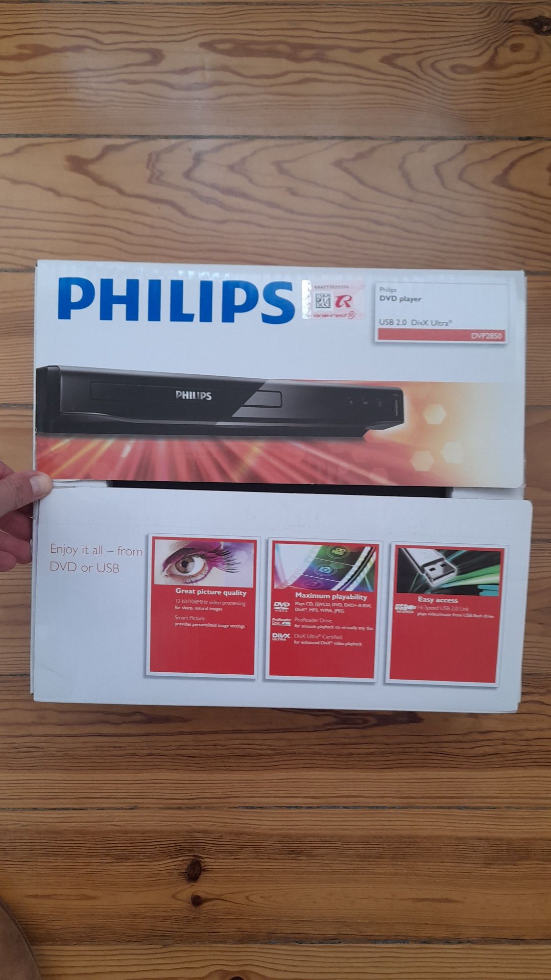 Leitor de DVD Philips na caixa