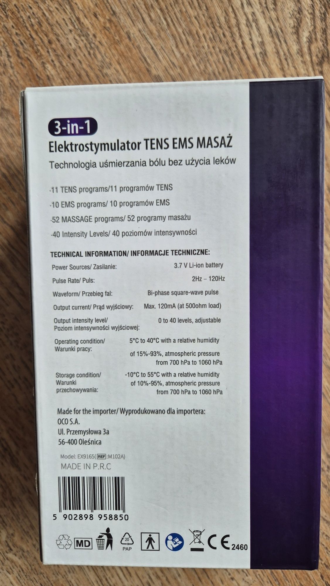 Elektrostymulator mięśni nerwów TENS EMS MASAŻ 73 programy Krexus
