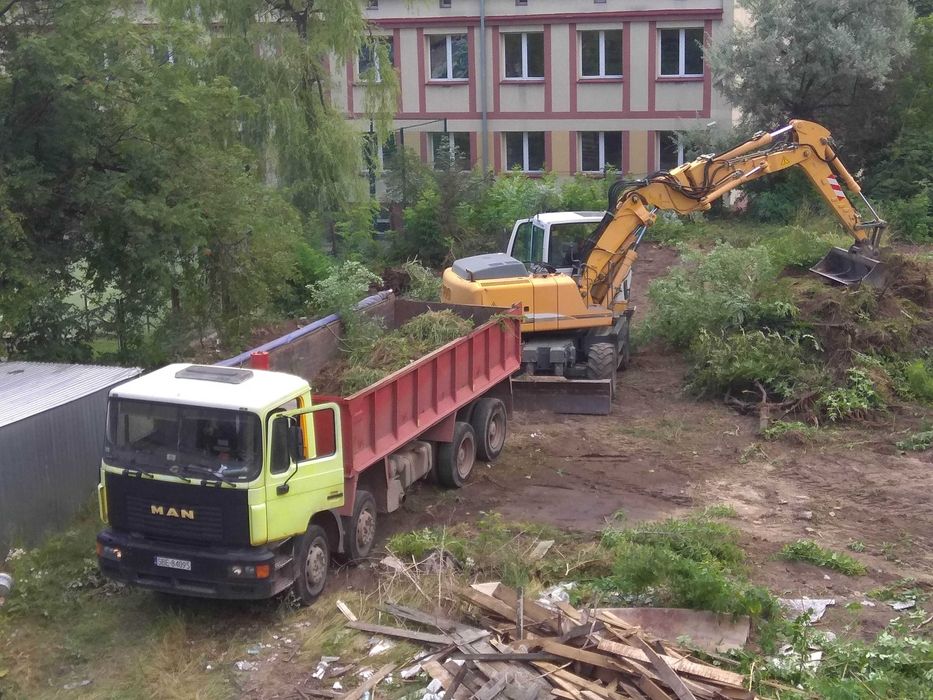 Usługi koparką koparka kołowa obrotowa wykopy wyburzenia prace ziemne