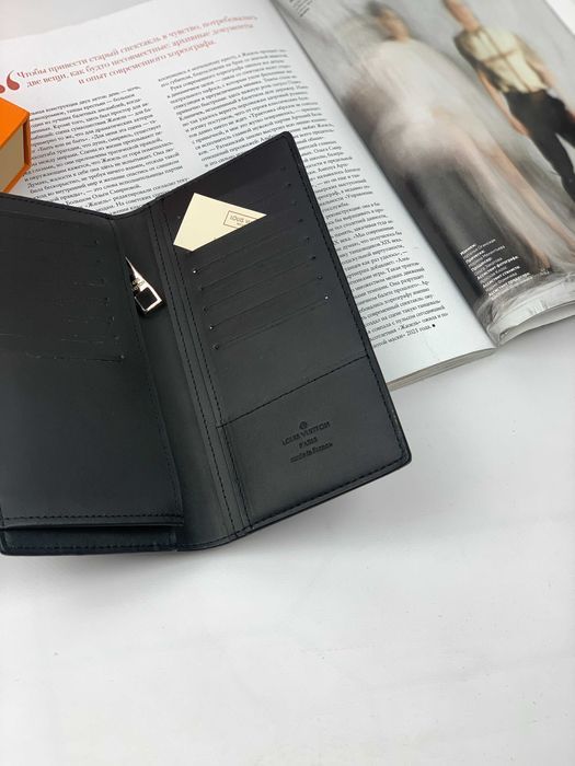 Кожаный органайзер Louis Vuitton черный кошелек Луи Виттон клатч k108