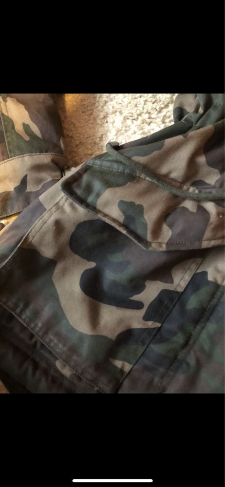 Parka moro z jenotem xs khaki zimowa parkaNaturalne futro