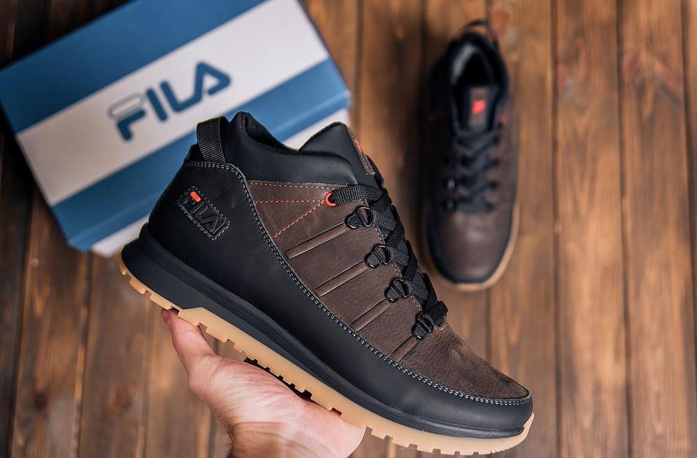 Шкіряні чоловічі зимові кросівки/черевики Fila, коричневі ботінки