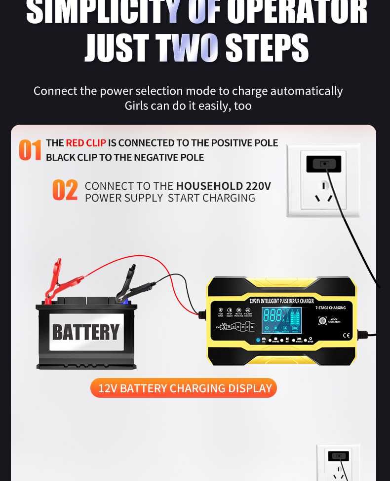 Зарядное устройство 12V/10A-24V/5A с восстановлением.