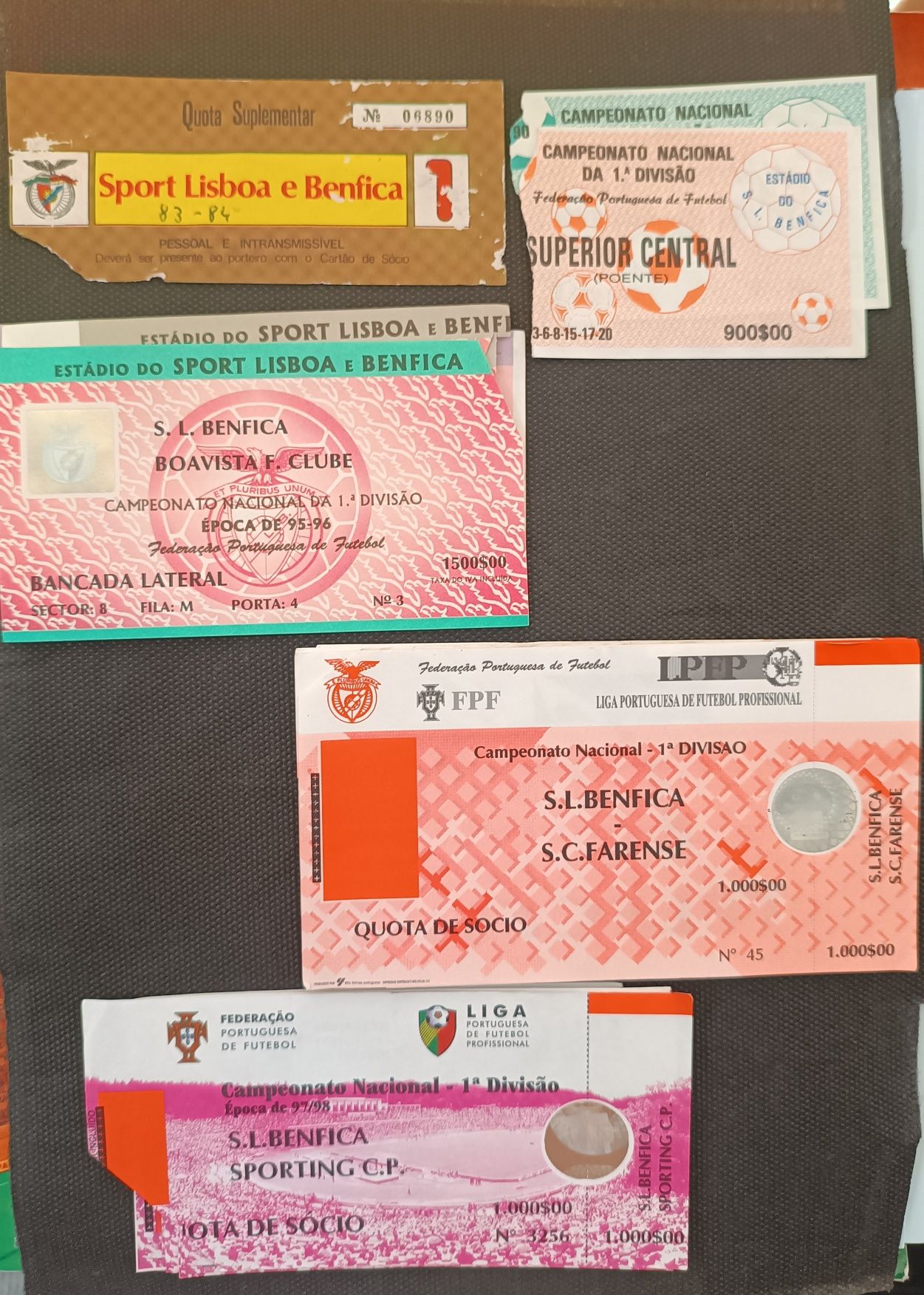 Bilhetes futebol Benfica - troca