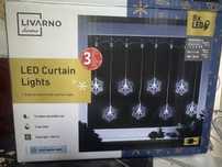 lampki, kurtyna świetlna LED śnieżynki