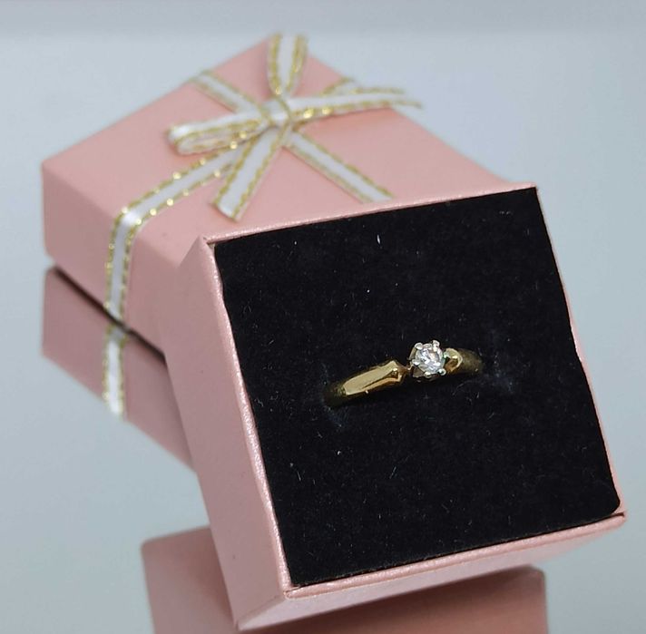 Złoty pierścionek 585 14K 1,24g r8 Cert. Diament Nowy Lombard Raków