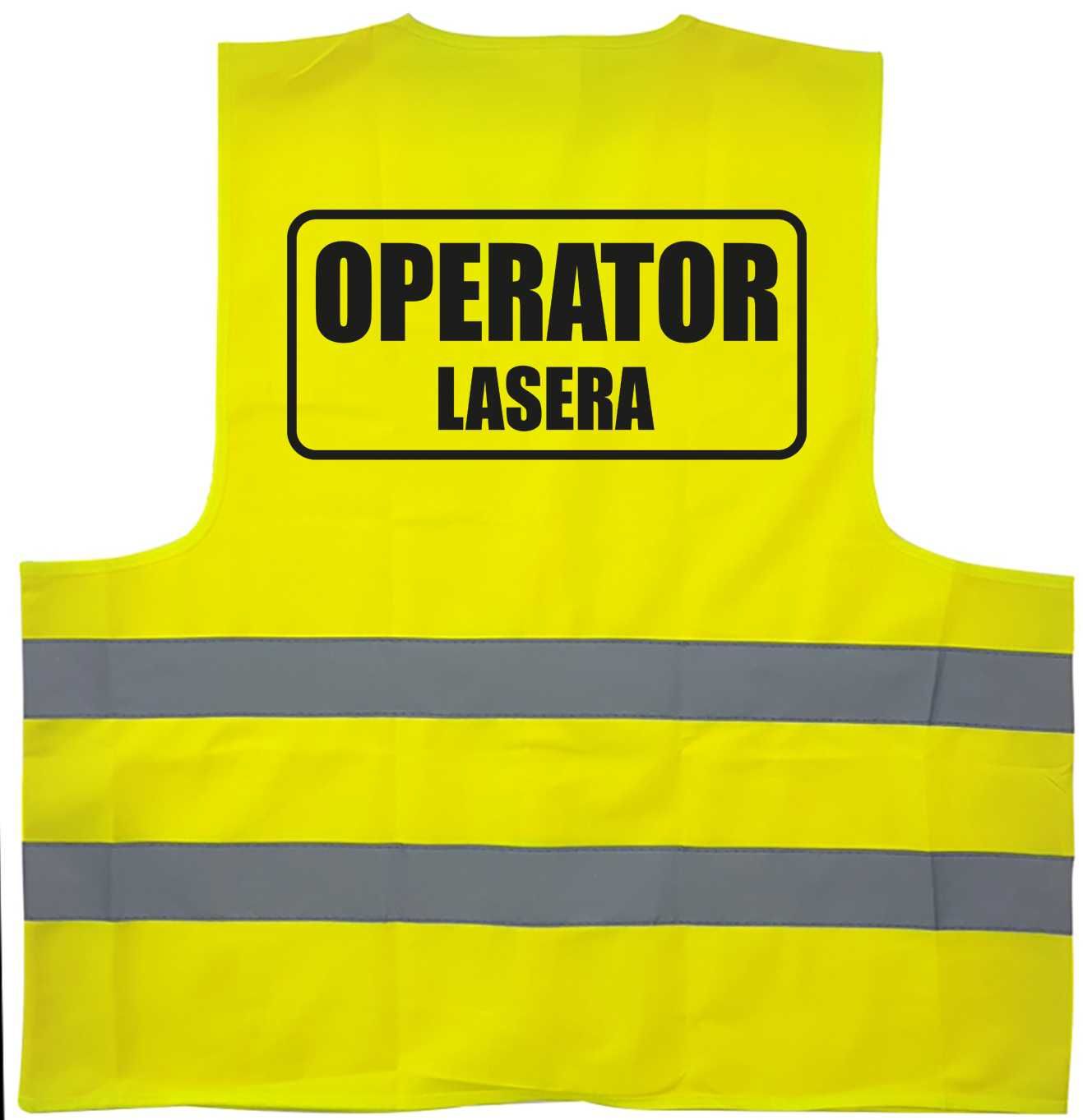 kamizelka odblaskowa, kamizelka z nadrukiem operator lasera, operator
