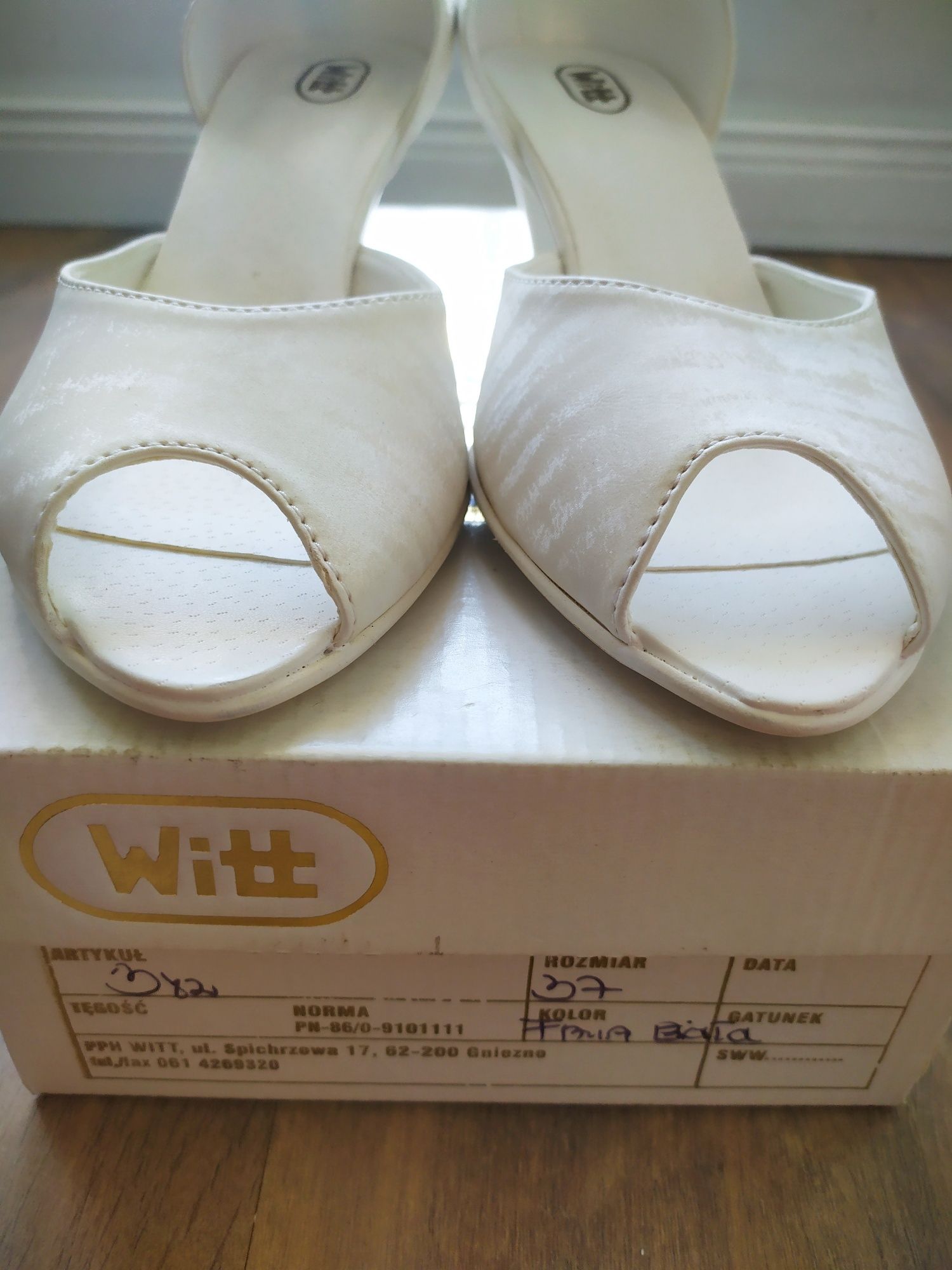 Buty białe ecru ślubne WITT nieużywane rozm 37 model 382 obcas 6cm