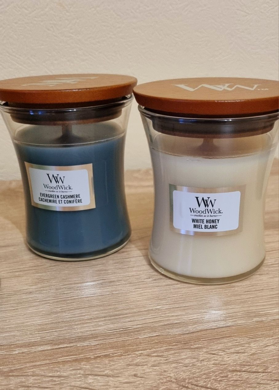 Свічка Woodwick: White Honey, Vanilla Bean,Magnolia Birch,