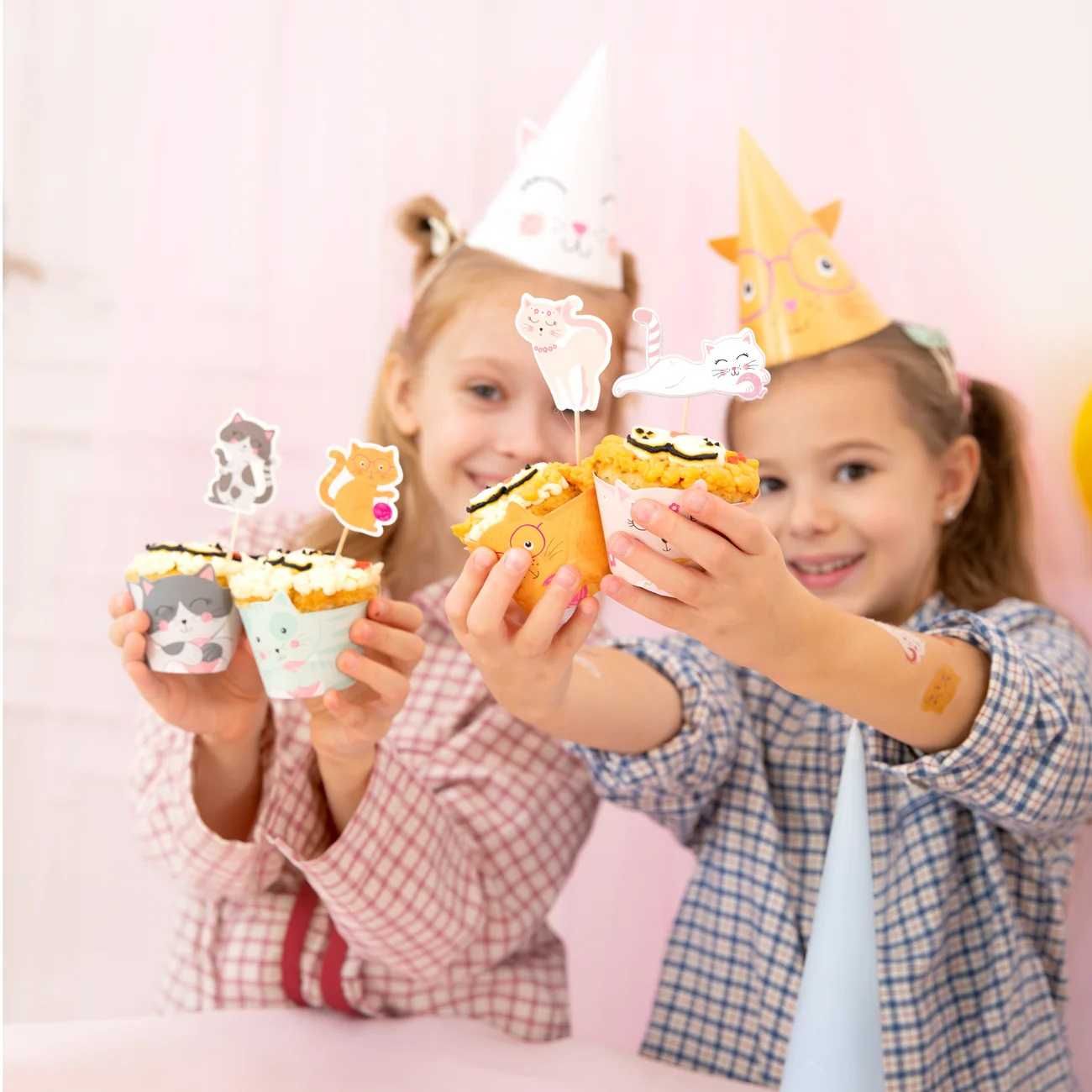 Toppery Pikery Na Tort Babeczki Kolorowe Kotki Koty 6 szt. Urodziny