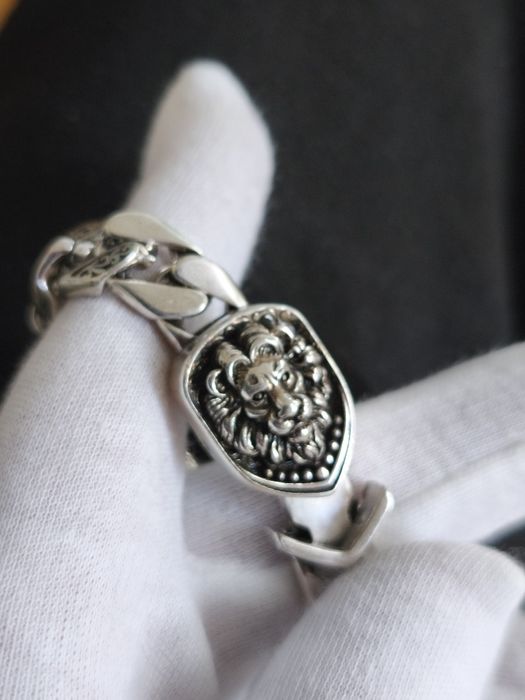 Pulseira em aço inoxidável de alta qualidade Lions Head 21 cm