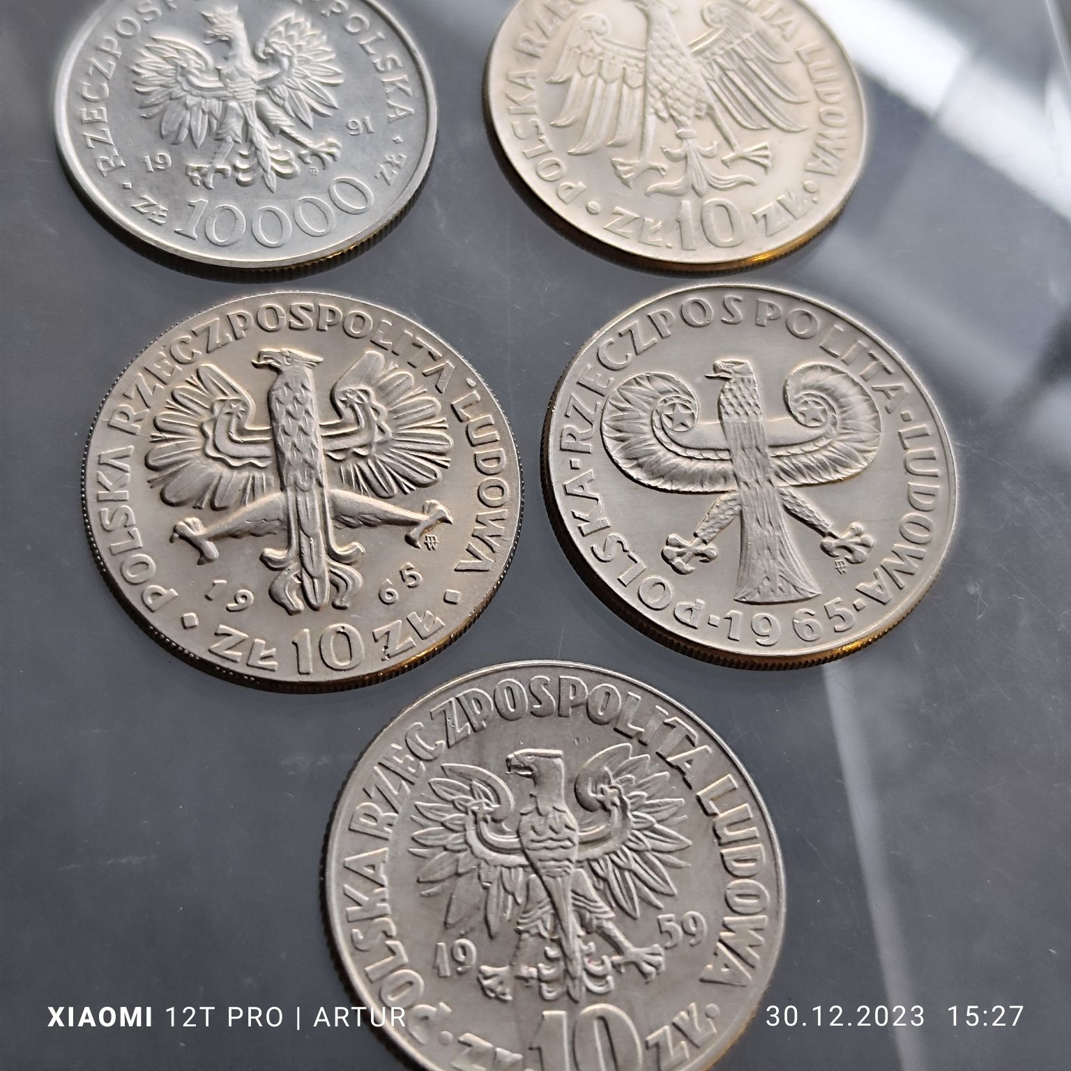 5 monet z PRL piękne stany, Kazimierz Wielki, Nike, Kolumna itd.