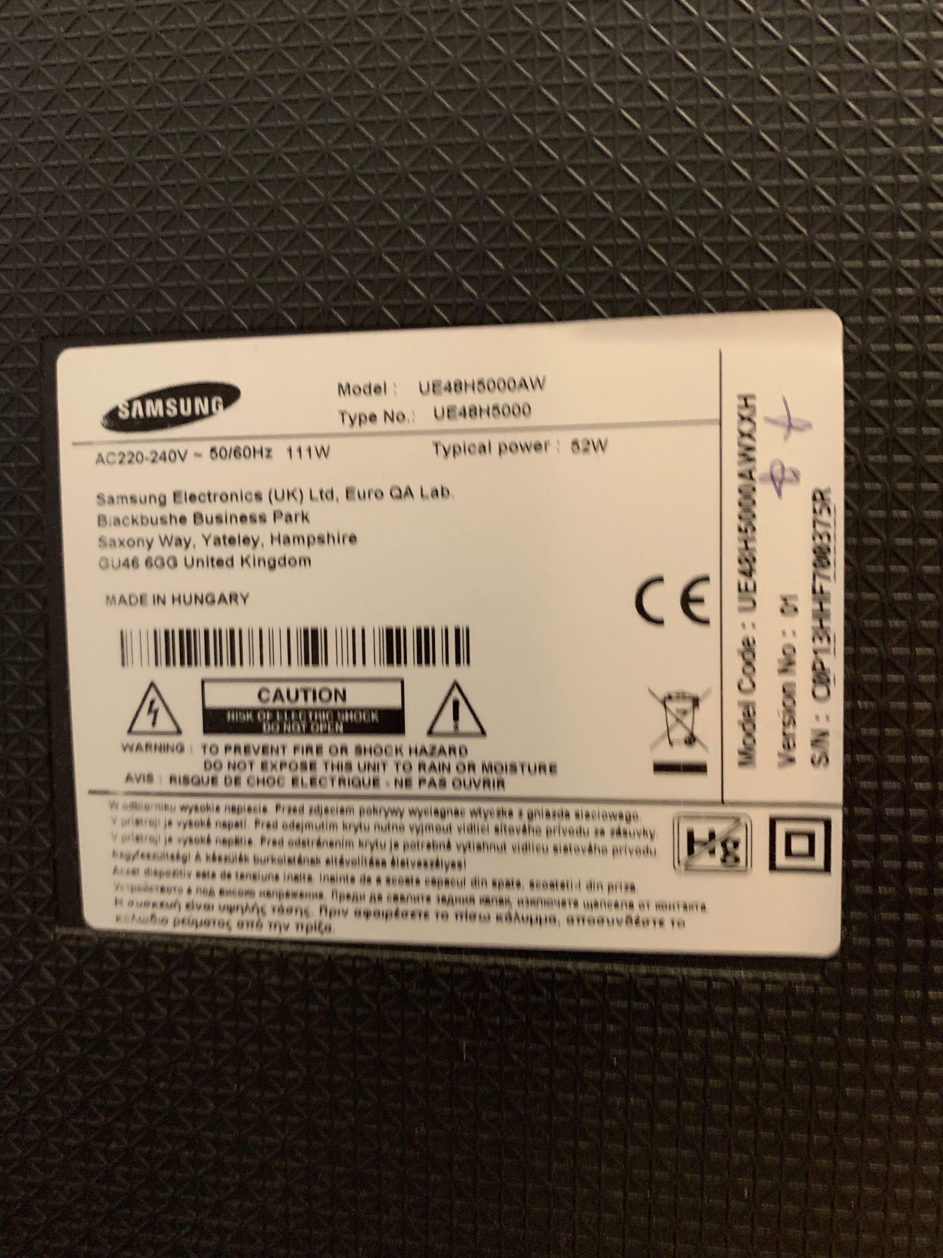 Telewizor Samsung UE48H5000AW – 48 cali, Full HD, sprawny, zadbany