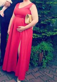 Sukienka suknia dluga czerwona na wesele lub ciążowa