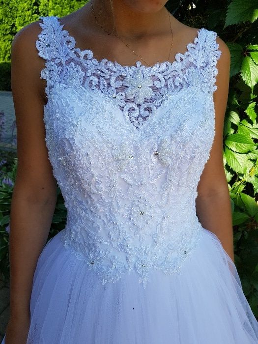 Suknia ślubna księżniczka XS - S  śnieżna biel tiul