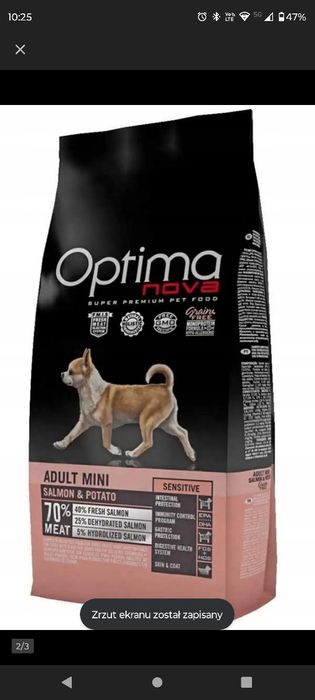 Karma dla psa z alerią  OPTIMANOVA 70% ŁOSOŚ SALMON & POTATO 8kg