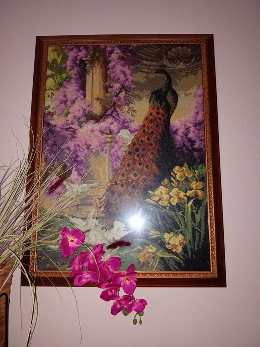 Obraz ręcznie wyszywany wraz z ramką