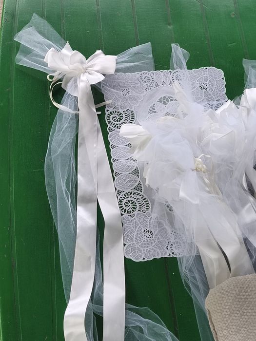 Kokardy ślub wesele ozdoby płot ławki