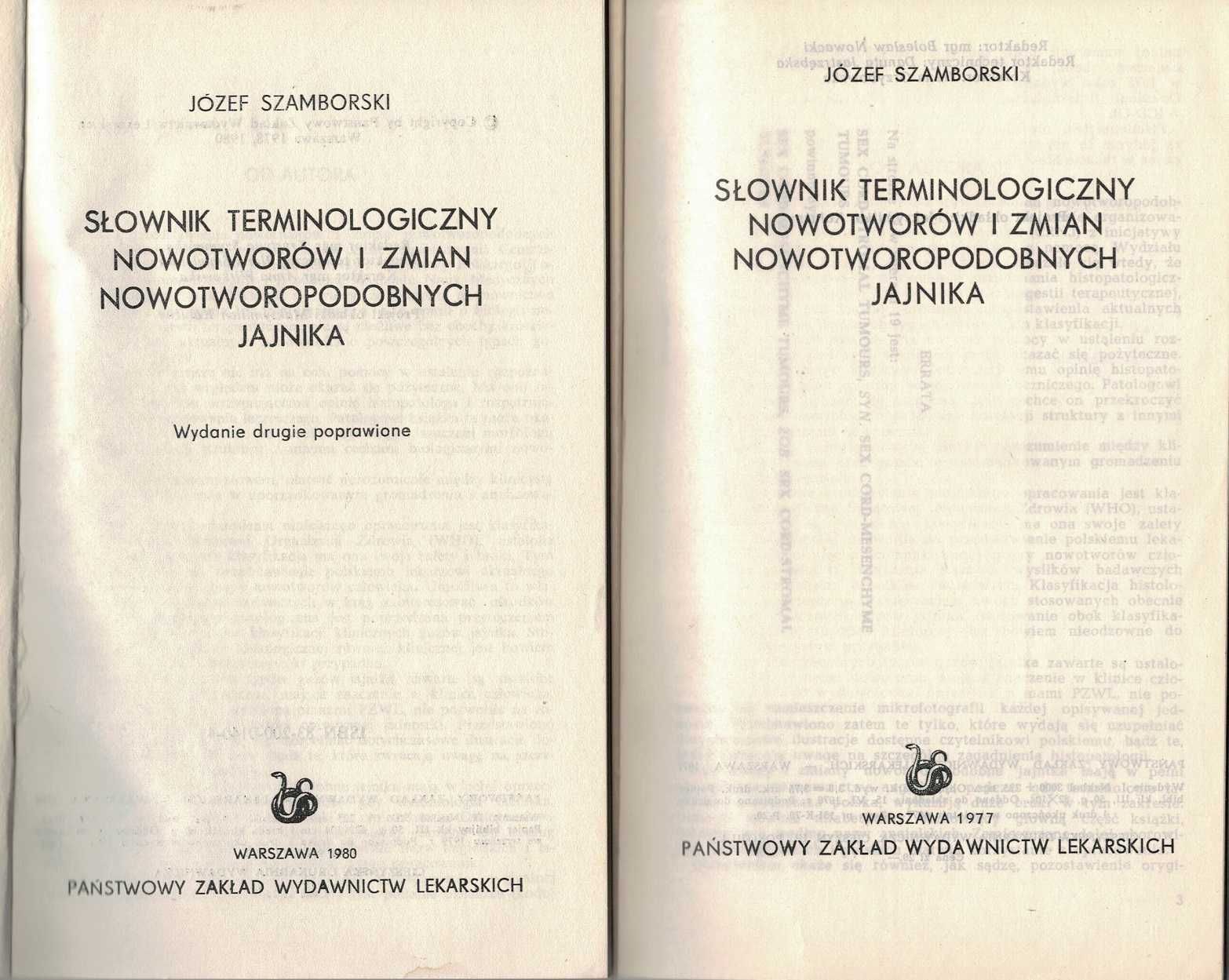 Słownik terminologiczny nowotworów i zmian nowotw jajnika J Szamborski