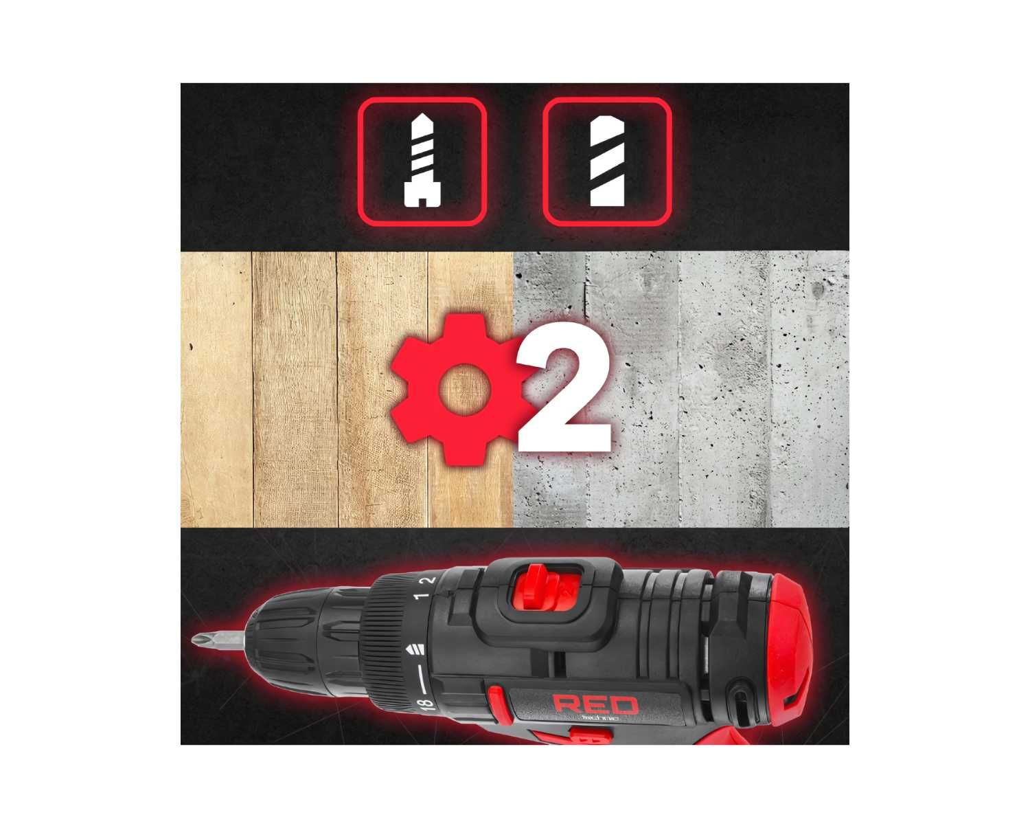 MEGA Zestaw Wkrętarka Akumulatorowa 21V 2000mAh Udarowa +Nasadki Bity