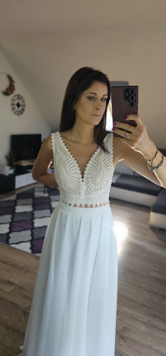 Suknia ślubna w stylu boho - top plus spódnica