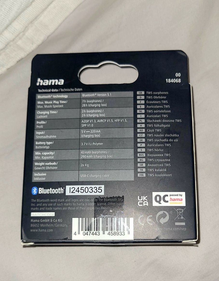 Auriculares Bluetooth Hama Freedom Light - NOVOS